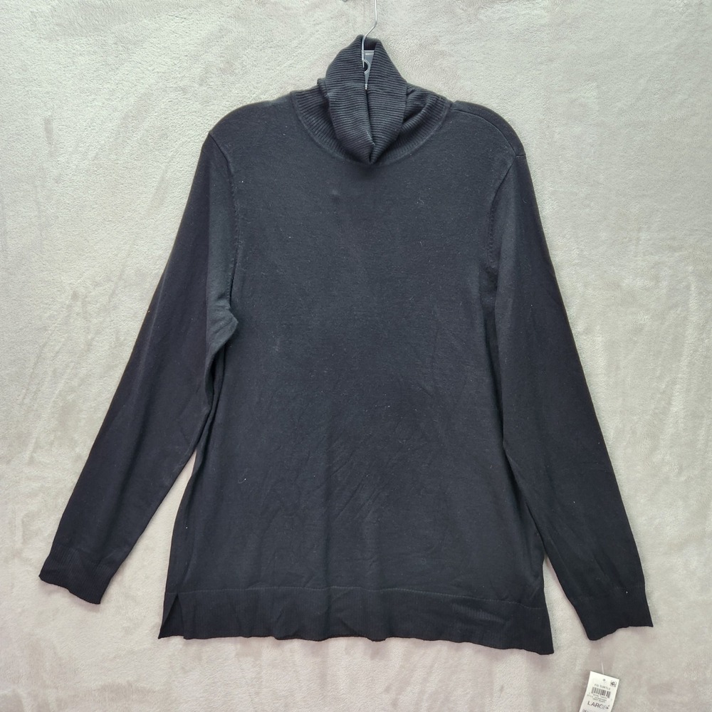 Style Co Turtle‎ Neck Womens Large Deep Black Long Sleeve Sweater Classic Office